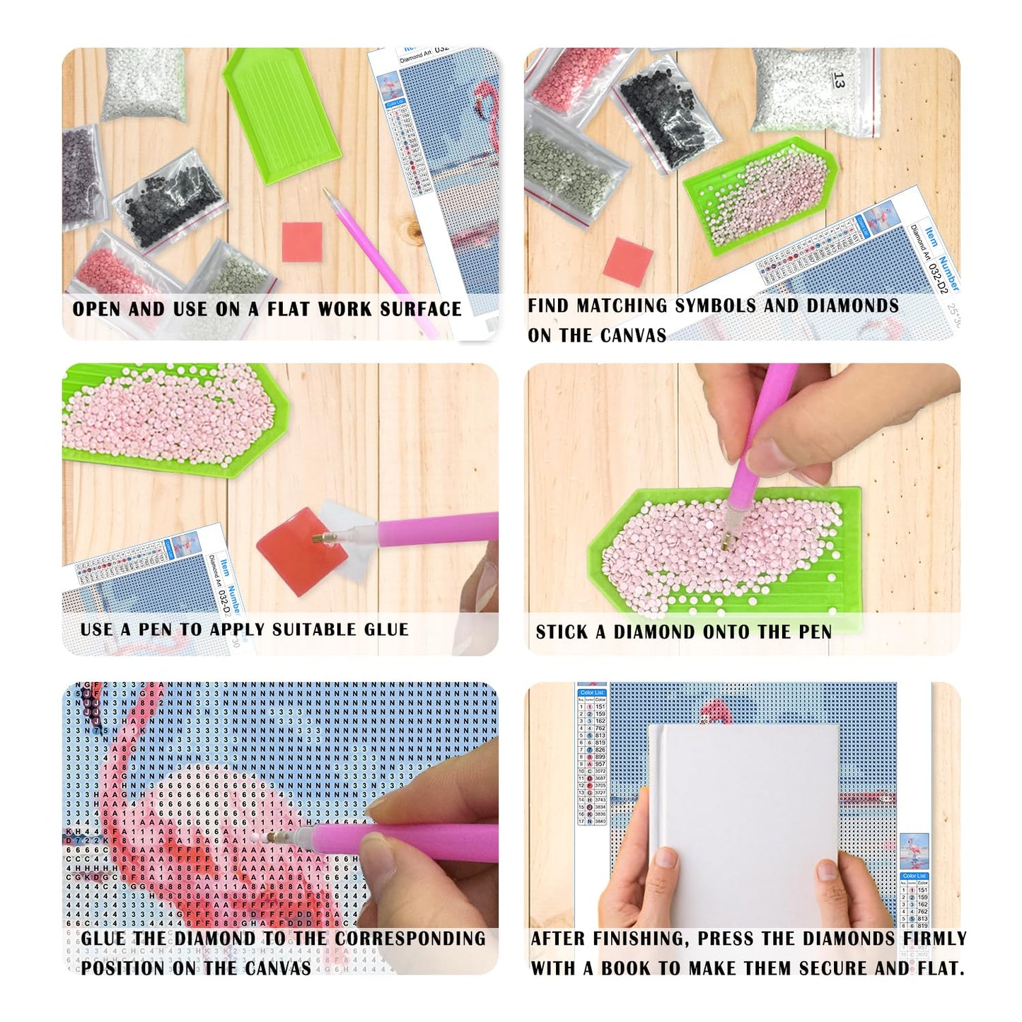 XUNLURY Pastel Nautical Coastal Diamond Art Kits 4 Pcs, Tropical Beach Sunset Flamingo Diamond Painting Kits for Adults Girls Beginners, Full Drill Diamonds Dots for Home Decor, 9.8x11.8 Inch