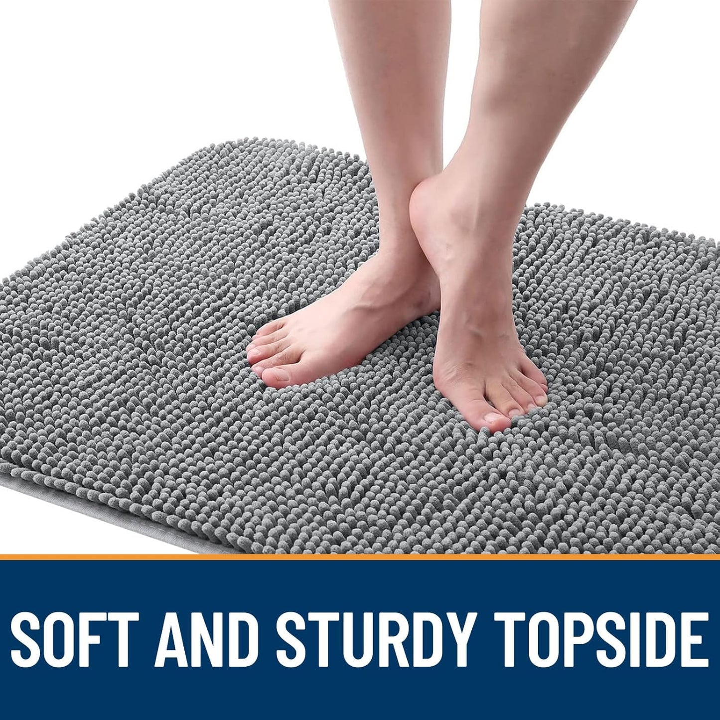 OLANLY Dog Door Mat - Absorbent Non-Slip Chenille Mat for Muddy Paws | 70x32 Grey Indoor Entryway Carpet