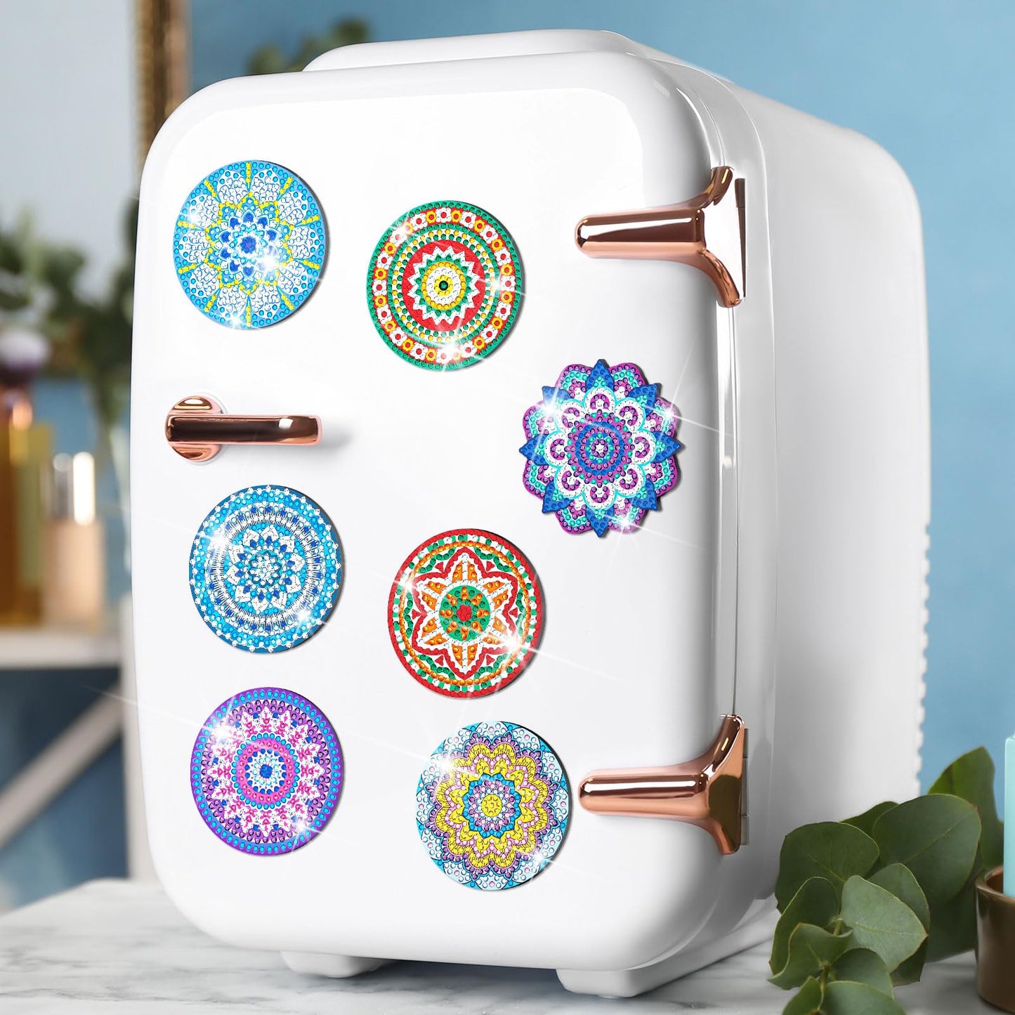 Zonon 12 Pcs Refrigerator Diamond Painting Magnets Easy Diamond Art Painting Magnetic Stickers Kits Fridge Magnets for Adults DIY Home Decors(Classic Mandala)