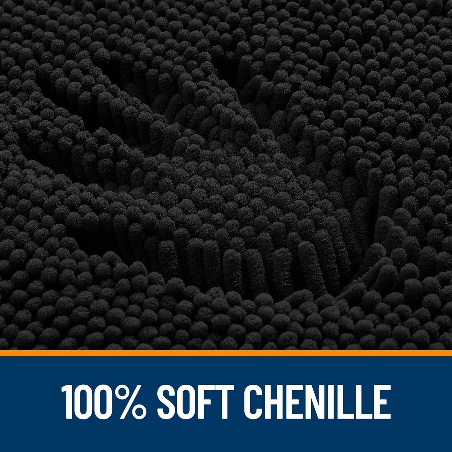 OLANLY Large Bathroom Rugs - Extra Soft Chenille Bath Mats | Quick-Dry, Rubber Backing, 44x32, Black