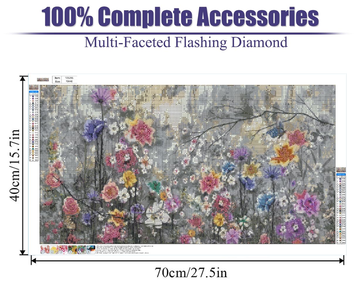 COHAYISY Large Diamond Painting Kits for Adults - DIY 5D Flowers Diamond Art Kits for Adults, Full Drill Flowers Diamond Art Painting, Gem Art Kits for Home Wall Decor 27.5 X 15.7inch