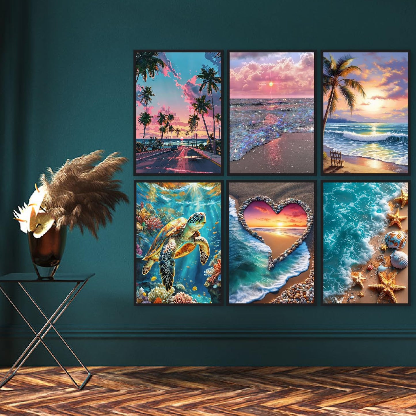 6 Pack Diamond Art Kits for Adults,Beach Diamond Painting Kits for Adults Beginner,Seascape 5D DIY Round Full Drill Gem Crystal Art,Adults Paint by Diamonds Dots for Home Wall Decor 12x16 inch
