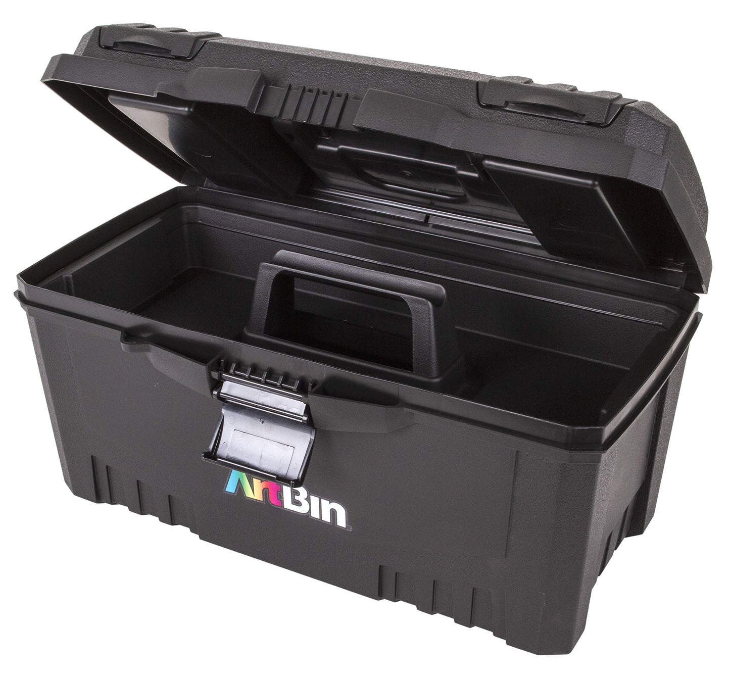 ArtBin 6918AB Twin Top 17 inch Supply Box, Portable Art & Craft Supply Organizer with Handle, [1] Plastic Storage Case, Black