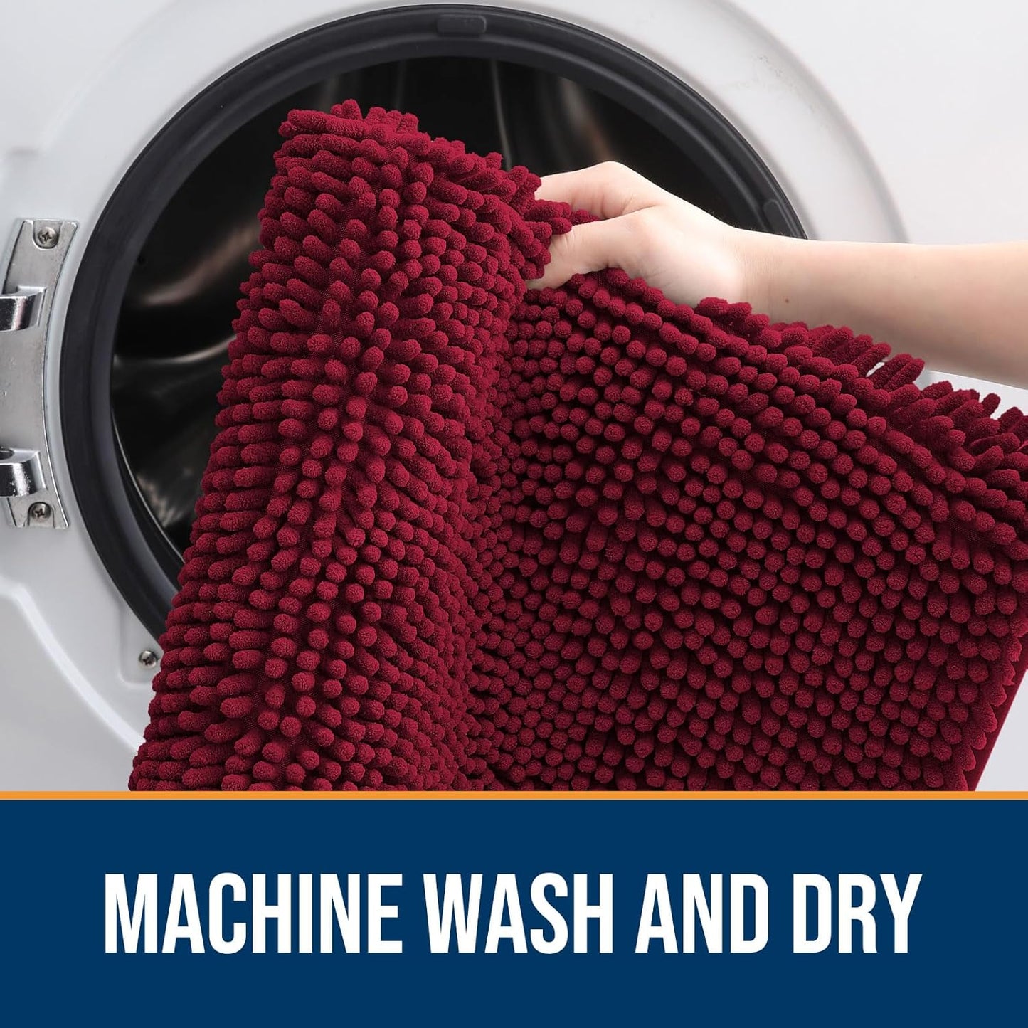 OLANLY Dog Door Mat - Absorbent Non-Slip Chenille for Muddy Paws | 40x32, Quick Dry, Burgundy