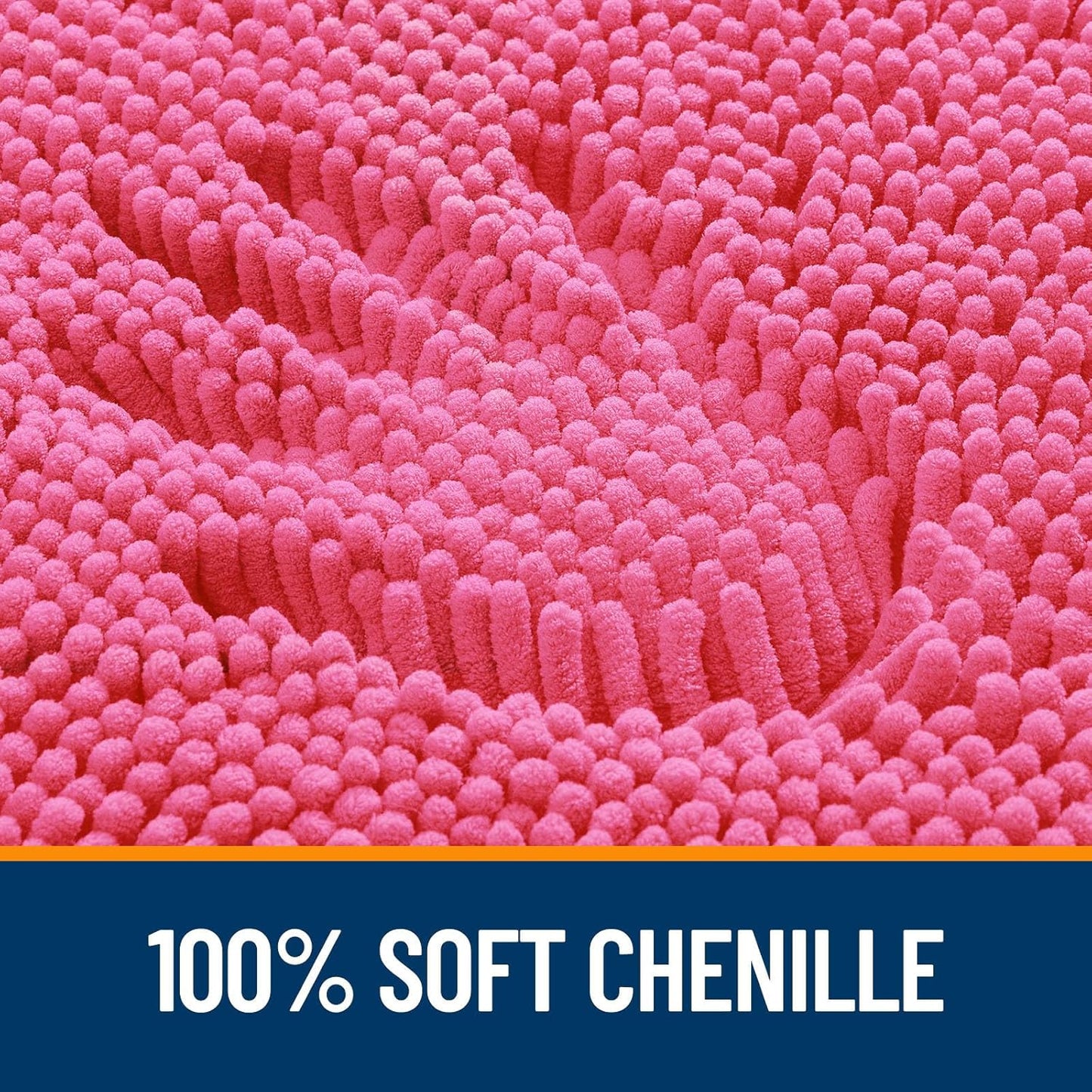 OLANLY Bathroom Runner Rugs - Soft Chenille Bath Mats with Rubber Backing | Quick Dry, 47x17, Hot Pink
