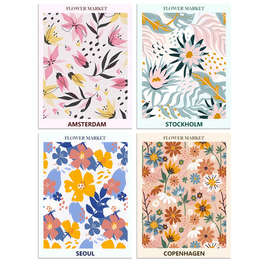 Lanzeyo Diamond Painting Kits for Adults Flower Diamond Art Kits for Beginners Diamond dot Kits Floral Wall Art DIY Adults Crafts 4PCS Gem Art (Flower)