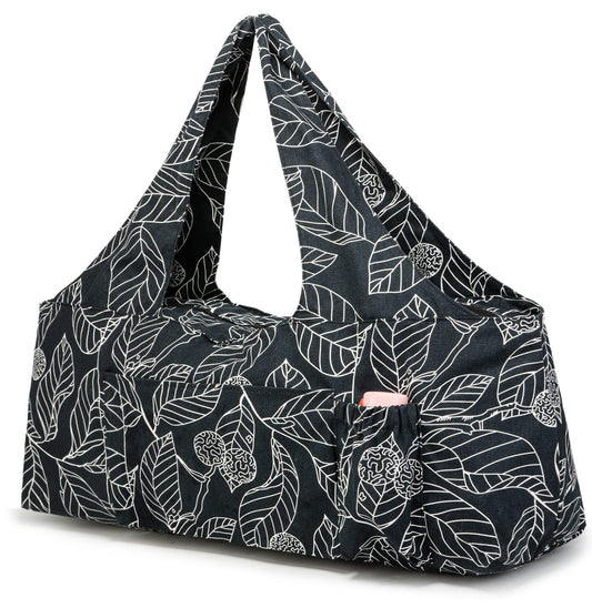 KUAK Extra Large Yoga Mat Bag with Zippered Top & 5 Pockets - Premium Waterproof Fabric Tote with Yoga Mat Carrying Strap for Pilates, Gym, Fitness Block & Gear