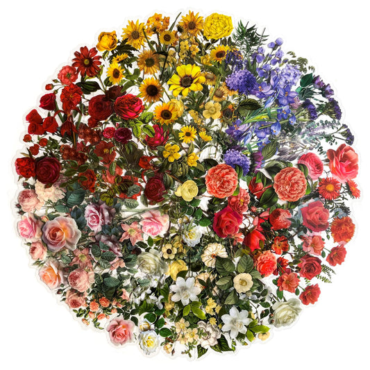 Yoksas 240Pcs Vintage Nature Flower Botanical Stickers - Waterproof Aesthetic Roses Floral Scrapbook Craft Decorative Stickers for Junk Journals, Planners, Collage Album