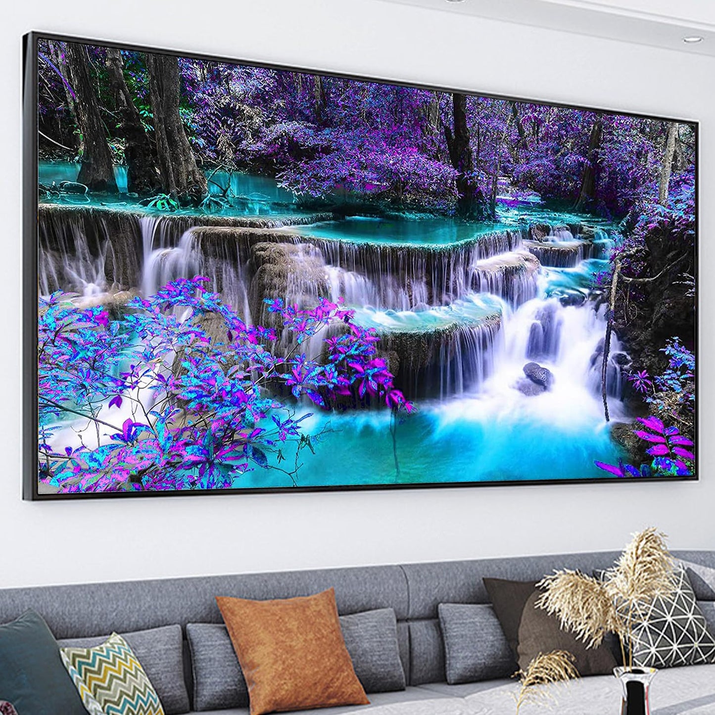 YALKIN Square 5D Diamond Painting Kits for Adults, Waterfall Large Diamond Art Kits Full Drill Diamond Painting Kit for Adult Beginners, DIY Crystal Picture Art for Home Wall Decor 40x70CM/15.8x27.6in