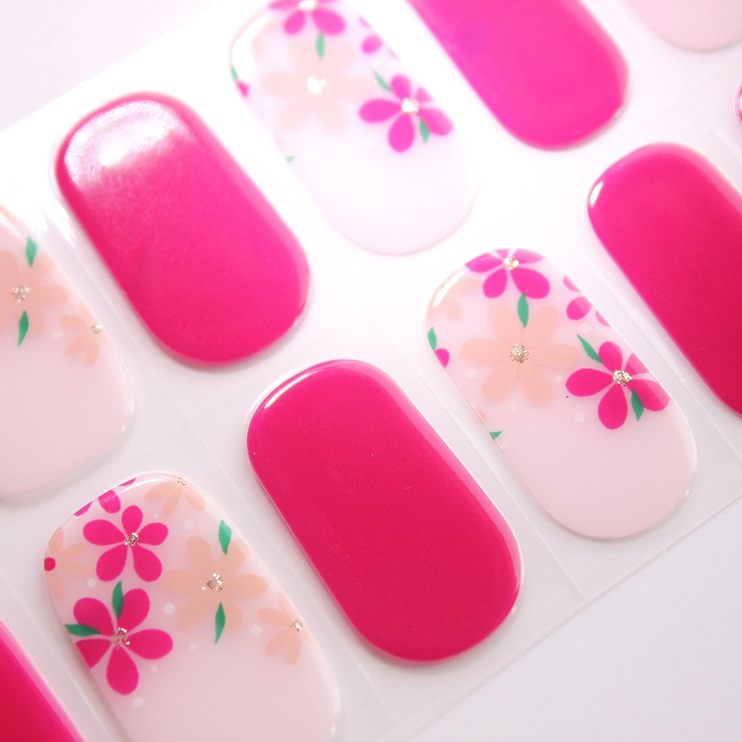 ALICE & BELLA Semi Cured Gel Nail Strips-20 PCS Vibrant Hot Pink Nail Strengthening Gel Stickers, Use with UV Light Lamp, Salon Quality Manicure Wraps (Bright & Happy)