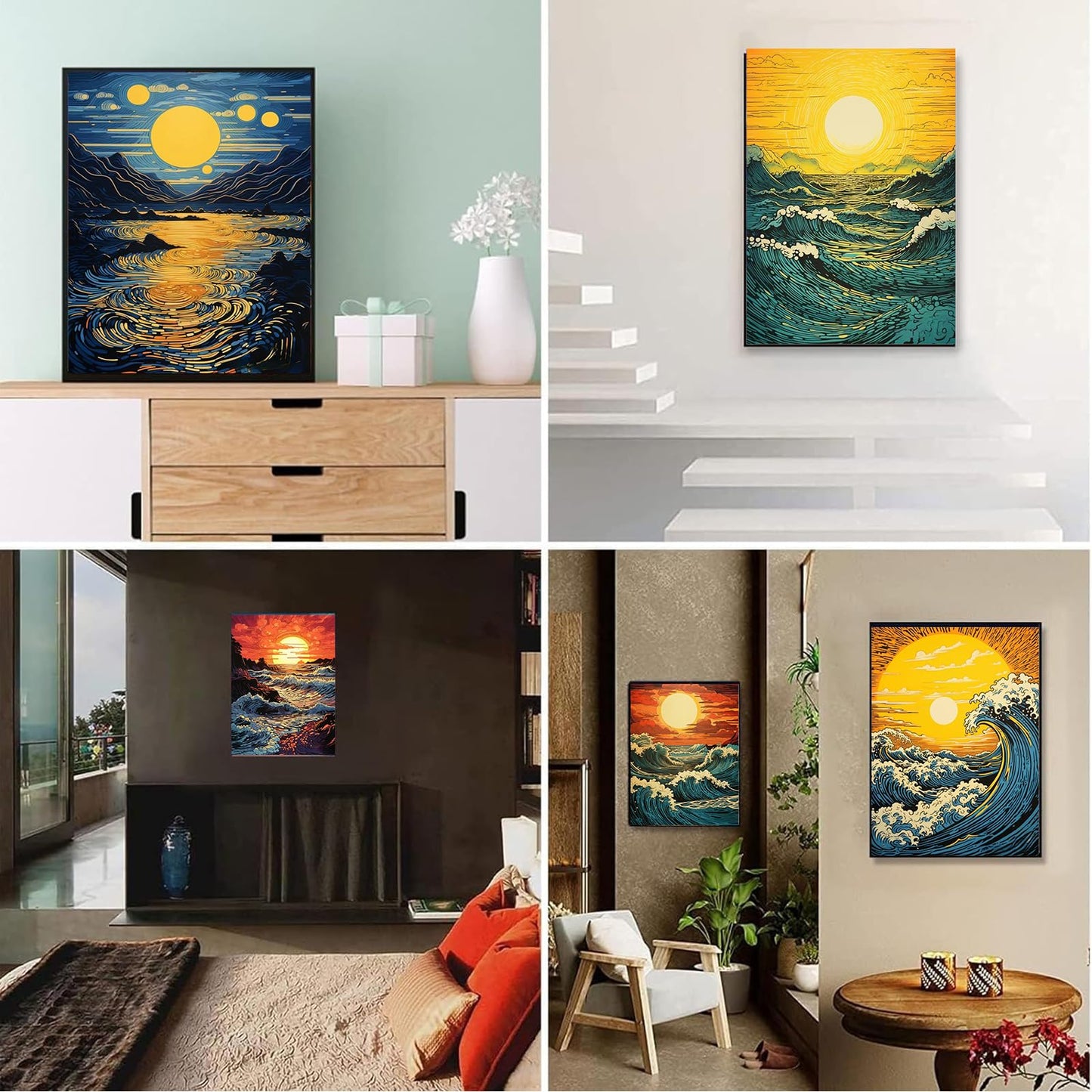 DOTSOPS Diamond Painting Kits Art Adults Painting Kit Crafts DIY 5D Diamond Art Packs Kits Full for Adults Beginner Home Wall Decoration Gift 11.8x15.7 Inches (6 Pack Great Wave)
