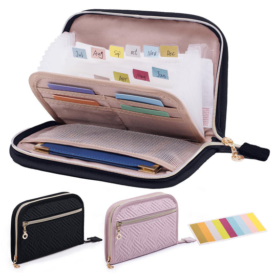 FRECOLSH Receipt Organizer with 12 Pockets 8x5.5 Small Receipt Holder Organizer - Accordion File Organizer - Cash/Bill Organizer -Coupon Holder - Budget Binder Money Organizer for Travel, Business