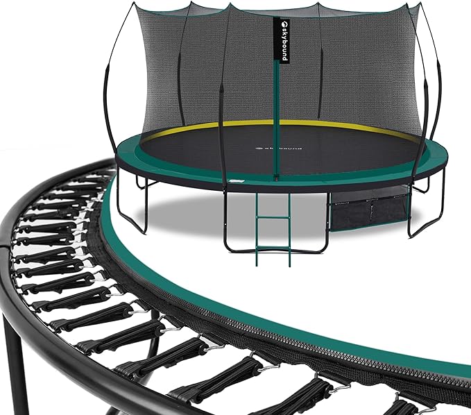 SkyBound 14 FT 12 FT 10FT 8FT 6FT Springless Trampoline for Kids and Adults - Recreational Trampolines with AntiRust Coating - Bungee Cords Outdoor Trampoline for Kids - No-Gap Design Zipper System