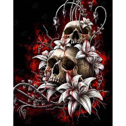 Skull Diamond Painting Kits for Adults - Skeleton Diamond Art Kits for Adults, Round 5D Gem Art Kit for Adult DIY Crafts Kit for Gift Home Wall Decor Gifts (16x12 inch)