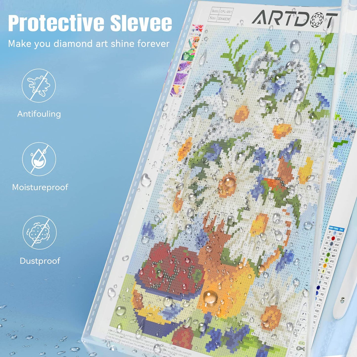 ARTDOT A2 Storage Book for Diamond Art Kits, Diamond Art Portfolio Folder with 30 Pocket Slevees Protectors (39.7 x 56cm)