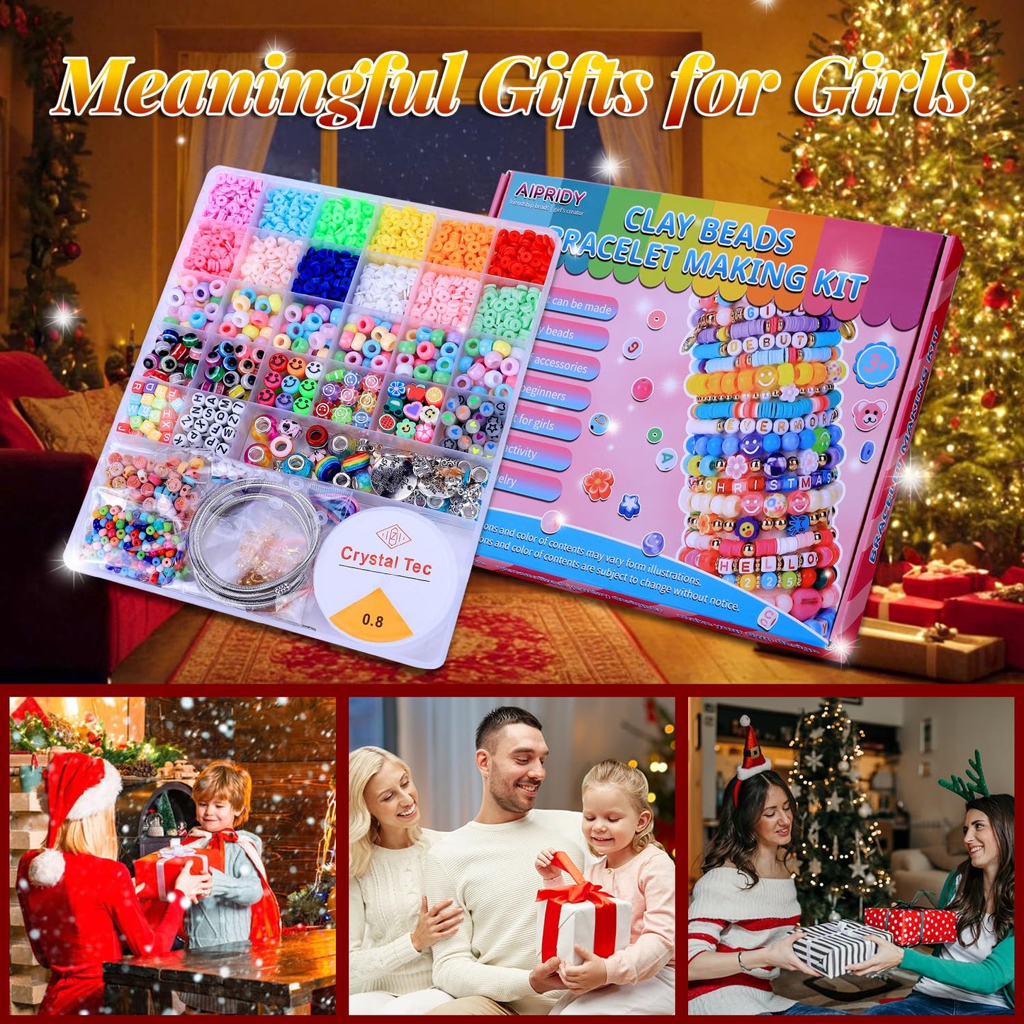 AIPRIDY 3600 Pcs Girls Toys Bracelet Making Kit, Unicorn/Mermaid Jewelry Activity, Flat College Style Beading for Friendship Jewelry Making, DIY Crafts for 4-12 Girls Birthday Christmas Gifts(Aqua)
