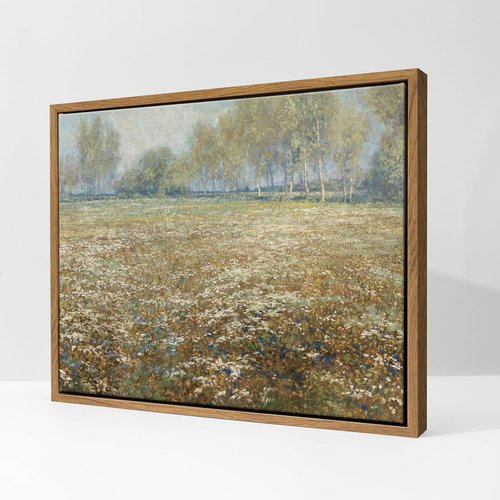DAJONART Vintage Floating Frame Wall Art - Meadow with Flowers | Rustic Farmhouse Decor, 11x14