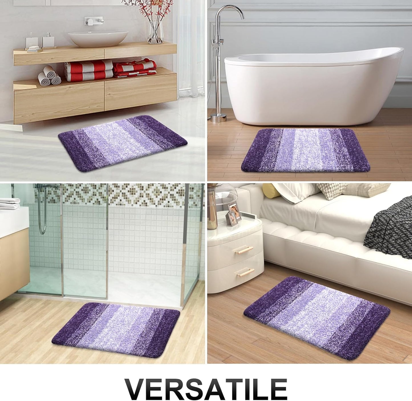 OLANLY Bathroom Runner Rug - Extra Soft Microfiber Mat with Rubber Backing | 70x24 Violet, Quick Dry & Washable