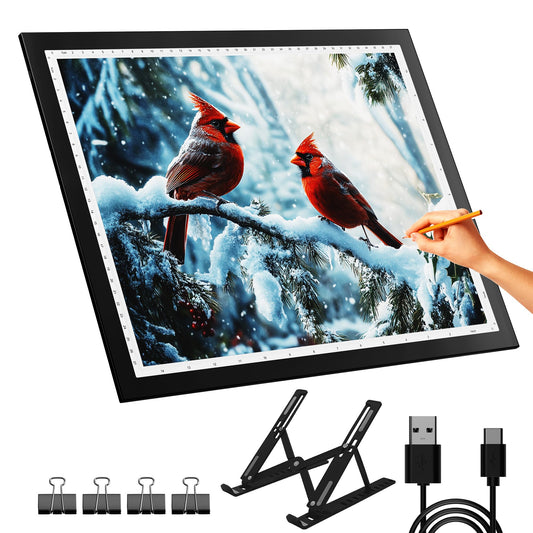 DONPODER A3 Light Pad for Diamond Painting with Stand, Diamond Art Light Board 5500 Lux,Tracing Light Box 10 Levels/Stepless Dimming Diamond Art for Sketching,Animation,Tattoo,Diamond