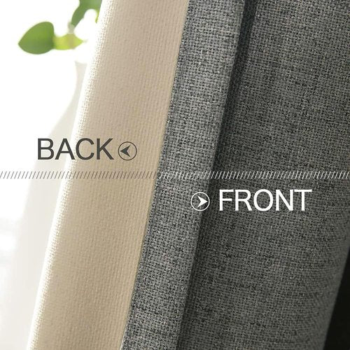 MIULEE Blackout Curtains - 100% Thermal Insulated Dark Grey Linen Texture Drapes | 52x63 Inch (2 Panels)
