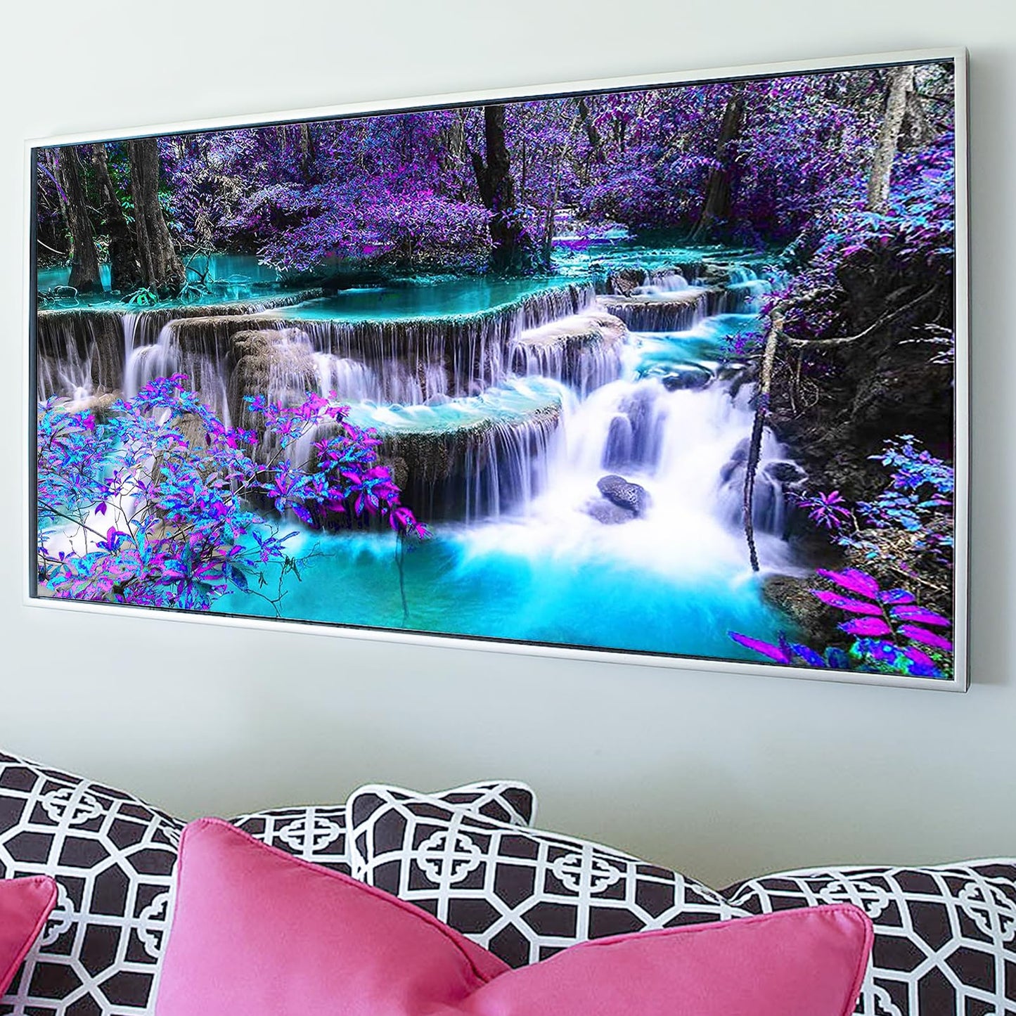 YALKIN Square 5D Diamond Painting Kits for Adults, Waterfall Large Diamond Art Kits Full Drill Diamond Painting Kit for Adult Beginners, DIY Crystal Picture Art for Home Wall Decor 40x70CM/15.8x27.6in
