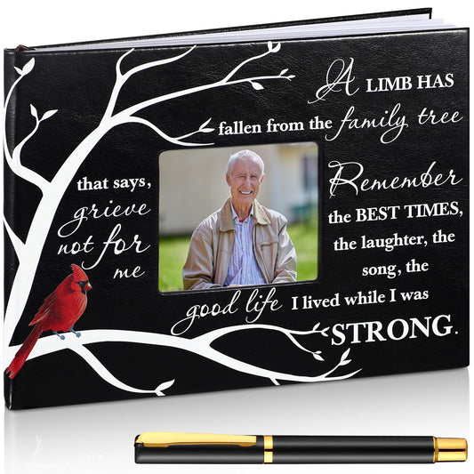 Yingzhao Memorial Funeral Guest Book with Pen 144 Pages Cardinal Funeral Guest Sign in Book for Memorial Service Celebration of Life Party Supplies in Loving Memory(Vivid Style)