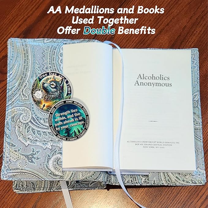 One Day at a Time 20 Year Sobriety Coin - Recovery Aurora Forest Wolf AA Coins - Addiction NA AA Chips and Medallions - Celebrate 1-30 Living Clean Narcotics Alcoholics Anonymous Gifts for Men Women