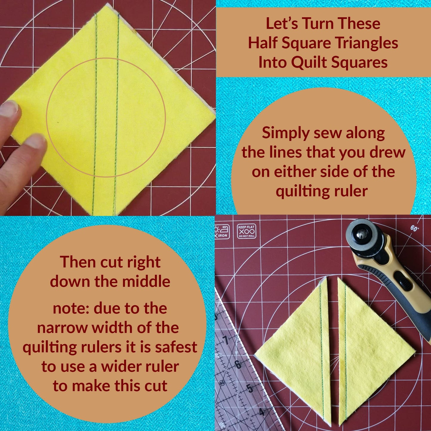 Madam Sew Exclusive | Quarter-Inch Patchwork Sewing Ruler Set | Includes 9" and 17" Quilting Rulers for Precise Marking and Measuring | ¼, ½, and 1" from Each Side | Non-Slip Coating Grips Fabric
