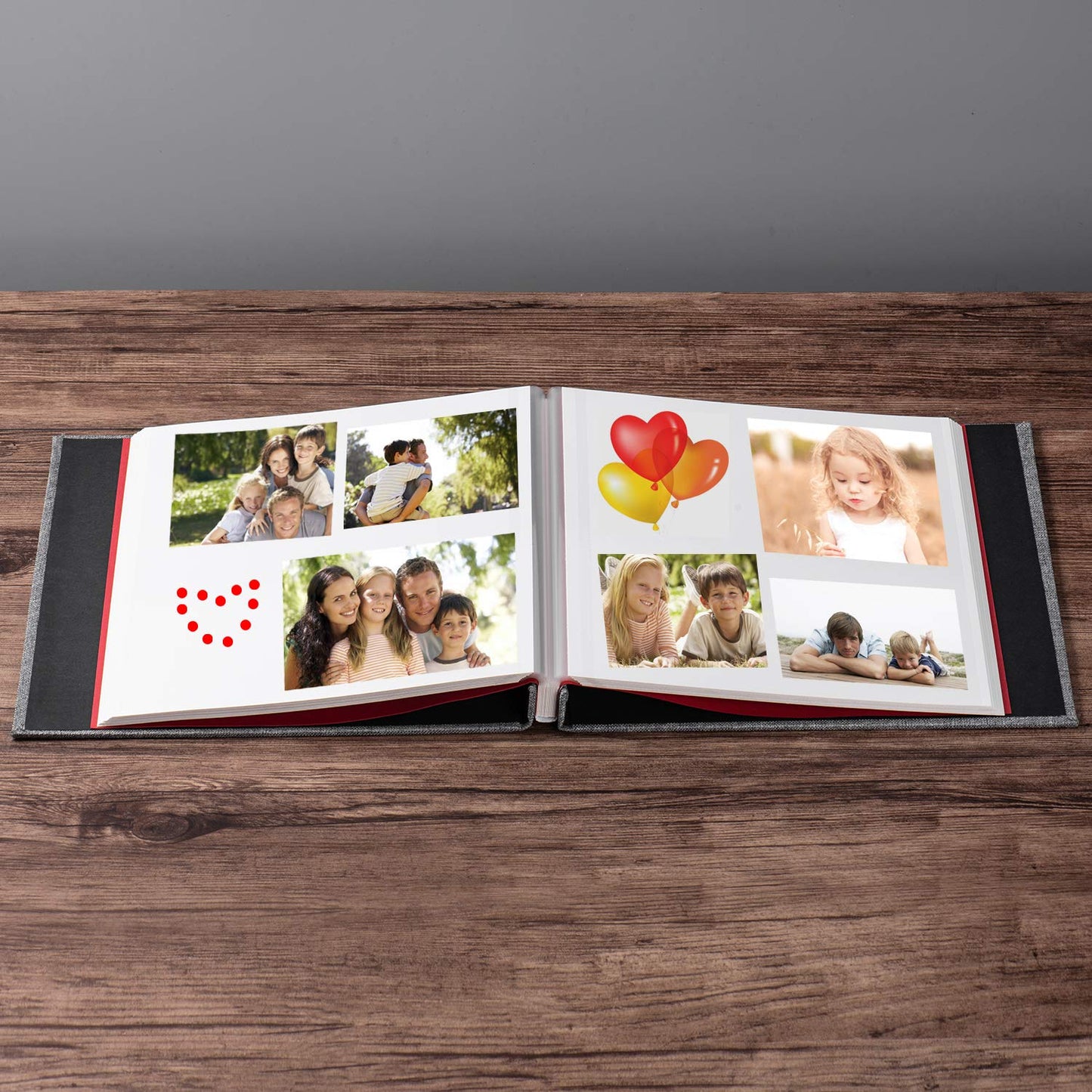 Photo Album Self Adhesive 3x5 4x6 5x7 6x8 8x10 8.5x11 11x10.6 Magnetic Scrapbook Album DIY Length 11x10.6 Inch 40 Pages Linen Cover DIY Photo Album with A Metallic Pen and and Plastic Board(Grey)