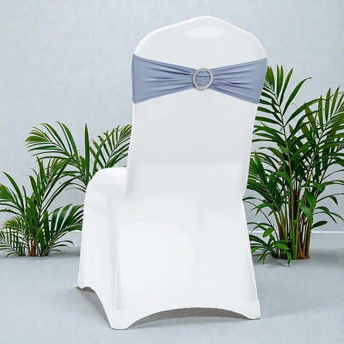 MDS Spandex Chair Sashes - Universal Elastic Stretch Bands with Buckle Slider Bow | Pack of 250 - Dusty Blue