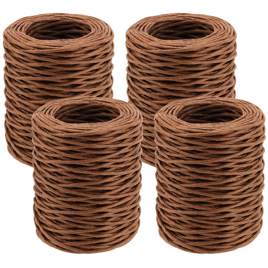 SHEUTSAN 4 PCS 2mm x 164ft Brown Floral Wire, 656ft Bind Wire Twine for Artificial Flower Making, DIY Projects