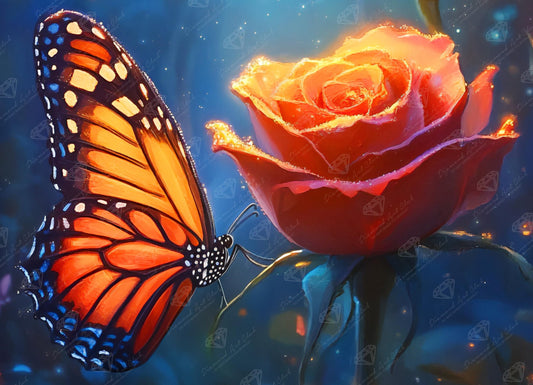 DIAMOND ART CLUB Glowing Monarch Diamond Painting Kit, Fun DIY Crafts for Adults, Round Diamond Art Canvas, 18" x 13" (45.7 cm x 33 cm)