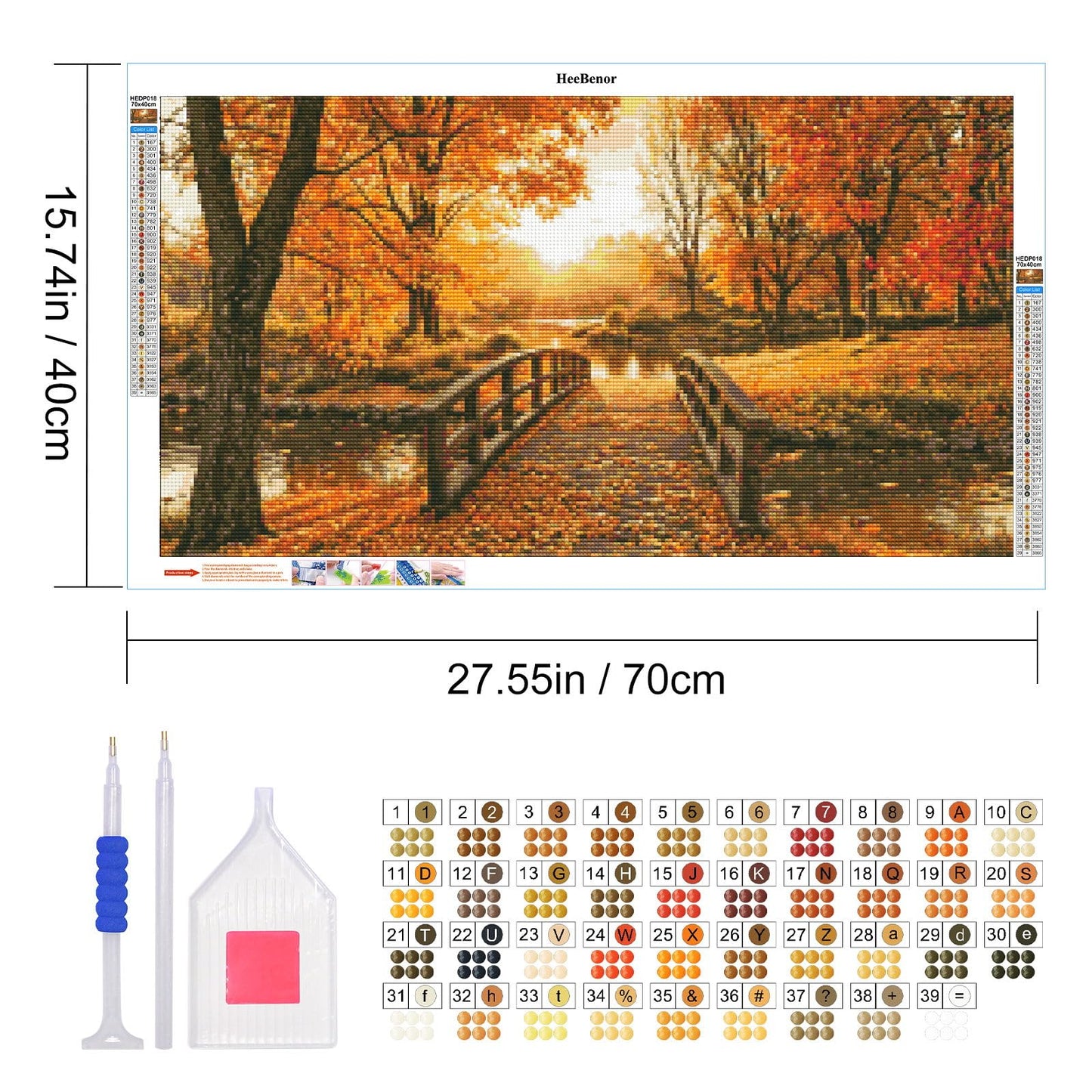 HeeBenor Large Landscape Diamond Painting Kits, 5D Sunset Diamond Art Kits for Adults, DIY Full Drill Large Landscape Diamond Painting, Sunset Gem Art Painting for Wall Decor 27.5X15.7 Inch