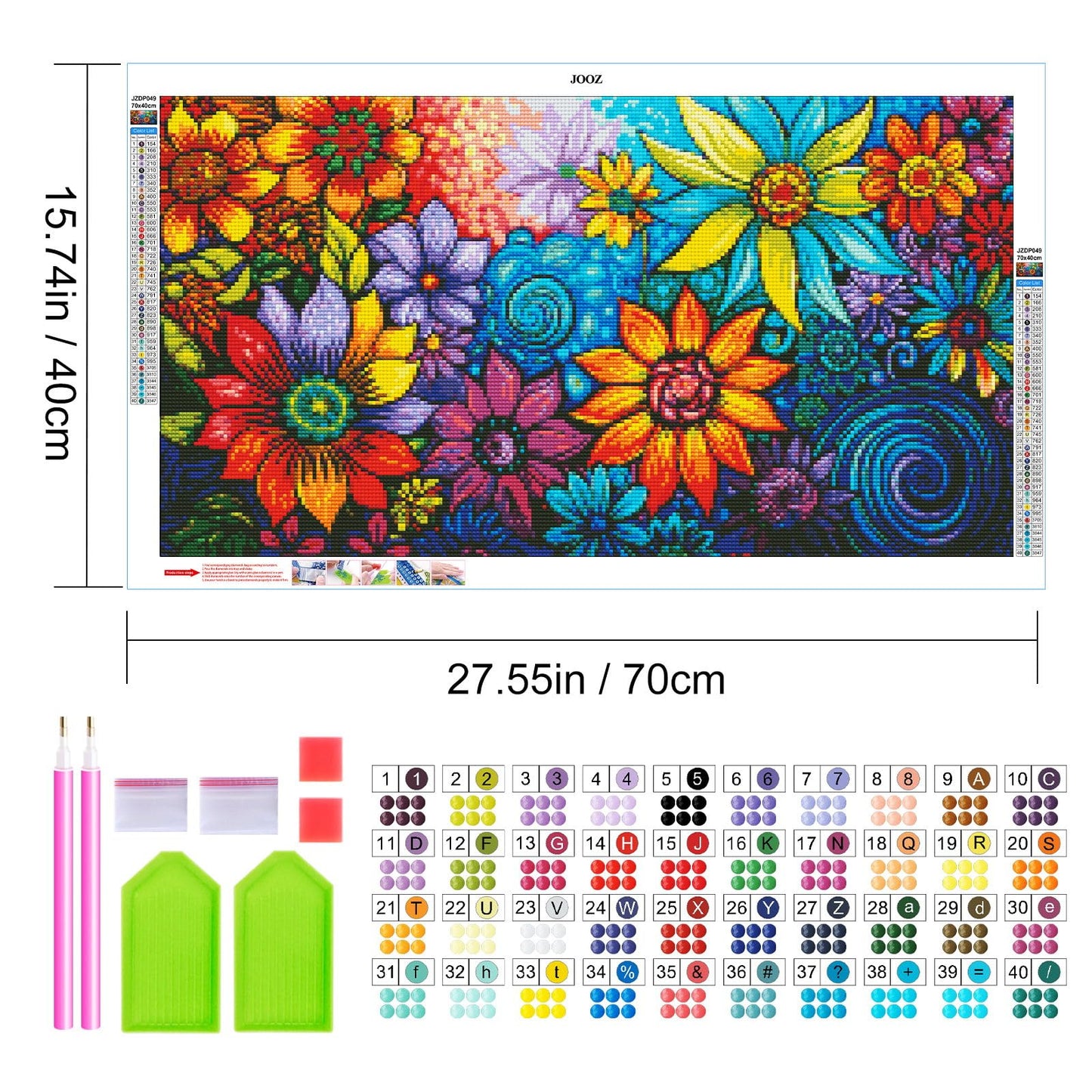 JOOZ Diamond Painting Kits for Adults - DIY 5D Large Diamond Art Kits for Adults Flowers, Full Drill Diamond Art Flowers Kit, Gem Art Kits for Home Wall Decor (27.5 X 15.7 Inch)