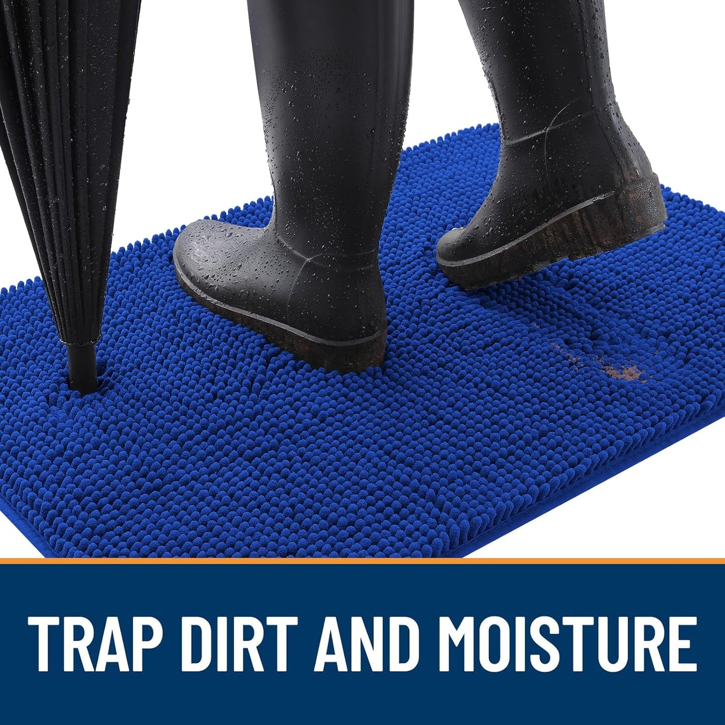 OLANLY Dog Door Mat - Absorbent Non-Slip Washable Doormat for Muddy Paws | 36x24 Royal Blue