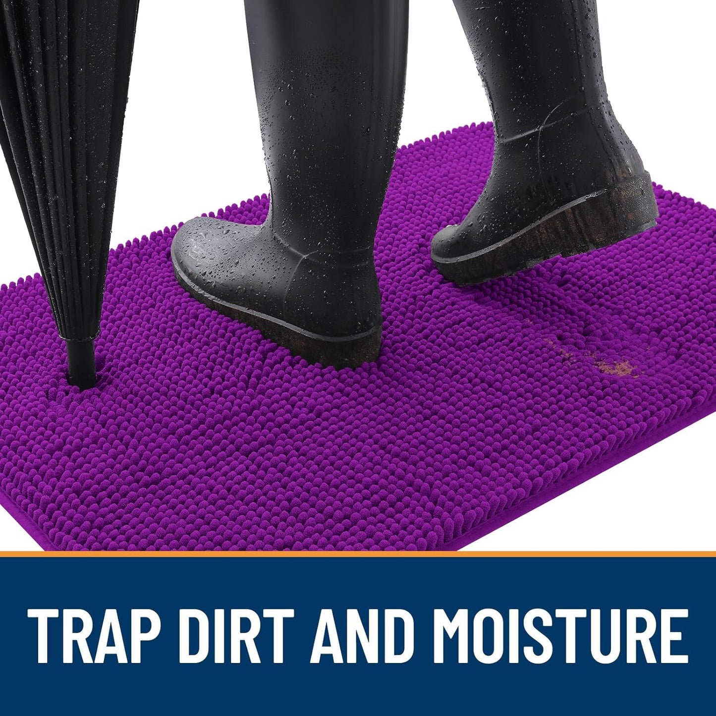 OLANLY Dog Door Mat - Absorbent Non-Slip Chenille for Muddy Paws | Quick Dry 50x30 Purple Indoor Carpet