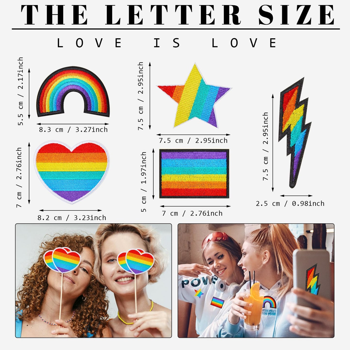 Yuxung 50 Pcs Rainbow Patches Embroidered Iron on Back To School Patches Self Adhesive Appliques Assorted Flags Heart Star Sew on Patch for Teacher Student DIY Craft Clothing Hat Backpack Jeans Jacket