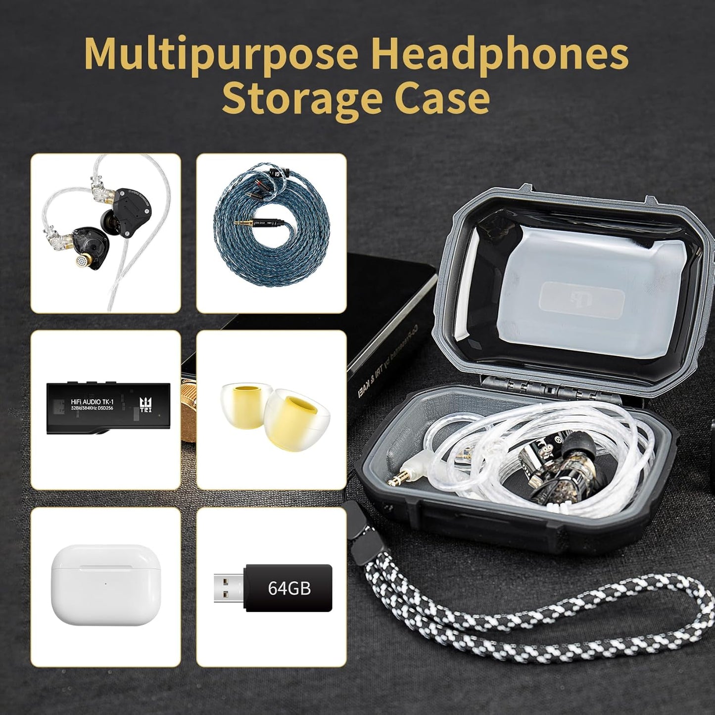 YINYOO ZC01 ZS10 SE215, KS1, ZS12 2, CCZ Hard Shell IEM Case for KZ Pro in Ear Monitor, Travel Portable Earbuds Case