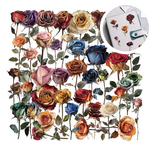 300 Pcs Flower Stickers for Scrapbook, Vintage & Waterproof Floral Stickers Bulk, Dried Flowers Decals for Journals DIY Crafts Scrapbook Junk Journal Supplies Laptop Notebook Calendar Decoration