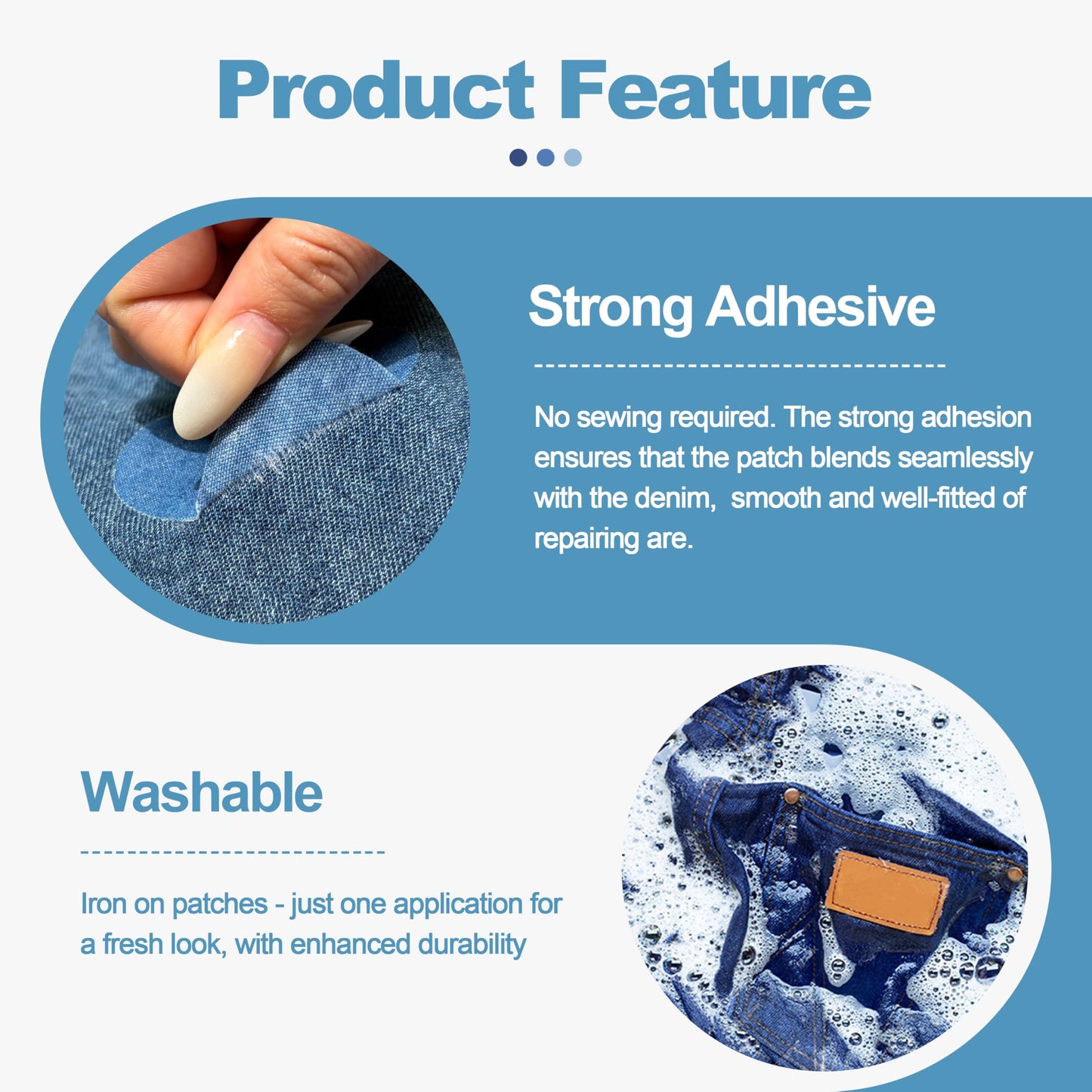 Iron on Patches for Jeans Kit, 5 Rolls Patches for Jeans, Iron on Denim Patches for Inside Jeans, Clothing, Denim, Knee, Pants 4 * 20inch (Five Color)