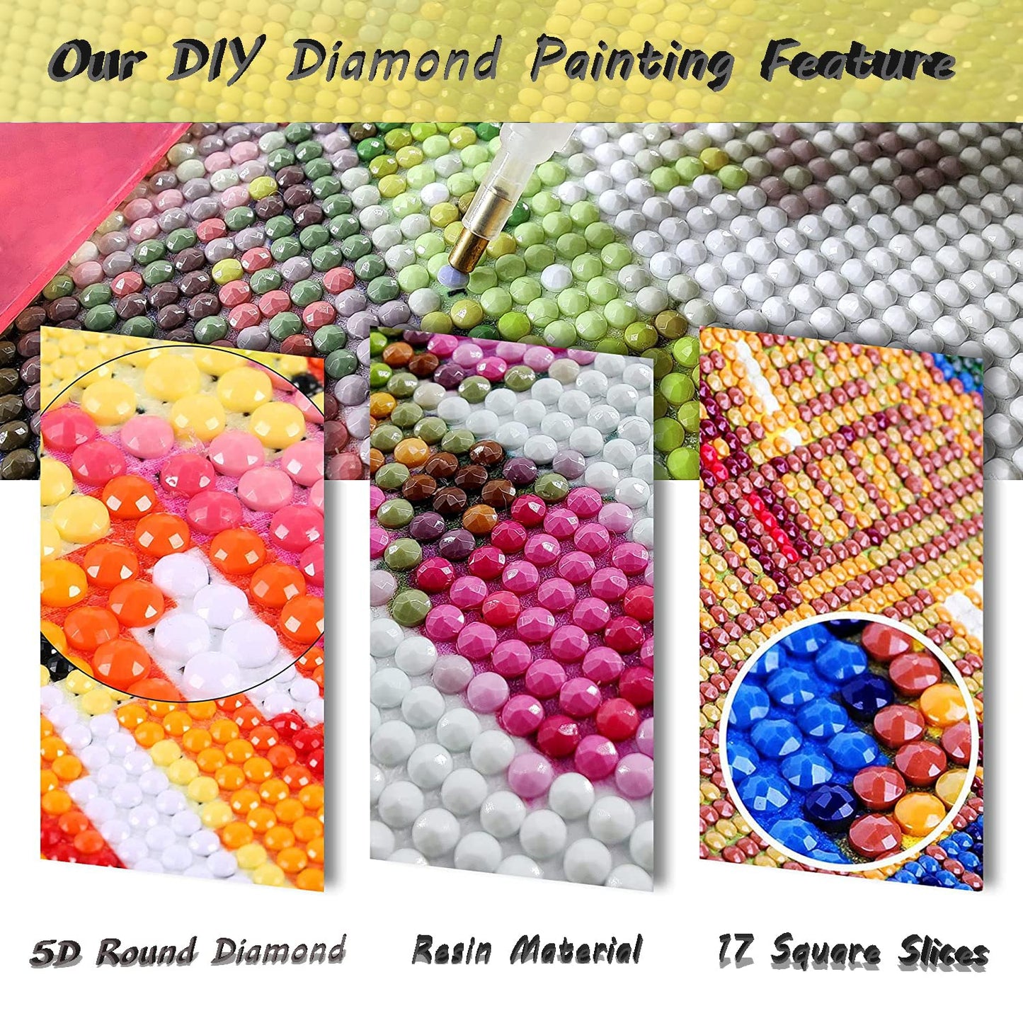 Sweet Home 6 Pack Diamond Art Kits for Adults, Diamond Painting Kits for Adults for Beginners, DIY Diamond Dots Art Kits, 5D Full Round Drill Gem Art Painting Kits for Home Wall Decor, 12x16 inch