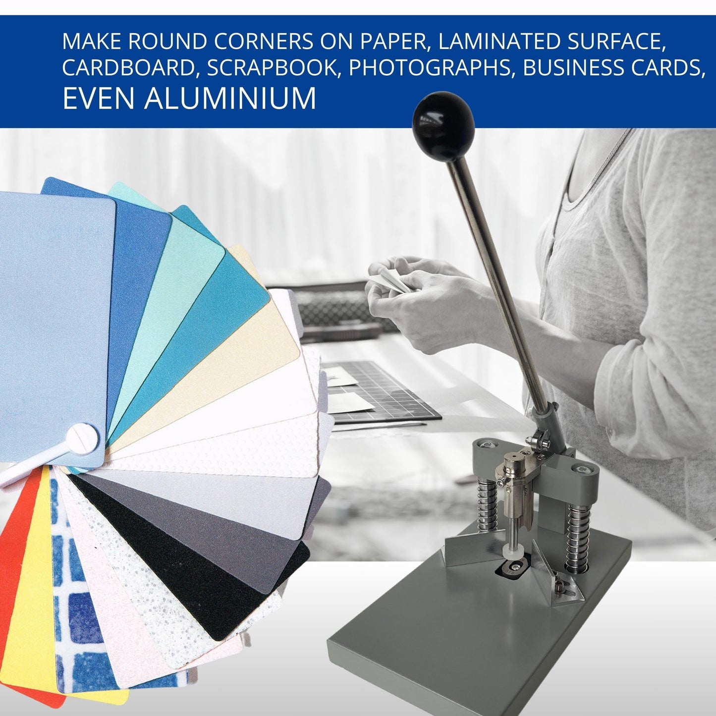 Corner Rounder Cutter Machine - Heavy Duty Corner Rounder for Paper Cardstock and PVC Cards Precision Cutting Tool for Rounded Edges Ideal for Office Crafting and Business Use