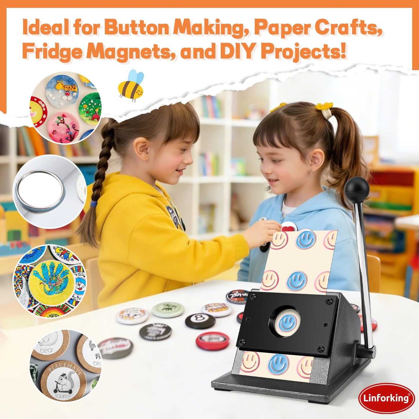 44mm (1.73") Circle Punch for 32mm (1.26") Buttons & Badges,Button Paper Cutter Circle Cutter Graphic Punch Die Cutter | Heavy-Duty Round Paper Cutter for Professional Button Making, Badges & Crafts