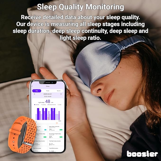 Booster Smart Bracelet, Wearable Activity & Fitness Tracker Band, 24H Sleep Tracker, All-Day Continuous Heart Rate Blood Pressure Stress HRV Monitor, 120+ Sport Modes Smart Wristband, Silicone Navy