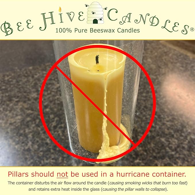 100% Pure Beeswax Pillar Candle (2" x 9") | Natural Beeswax Candles | Soy, Paraffin & Fragrance Free | Handmade in The USA