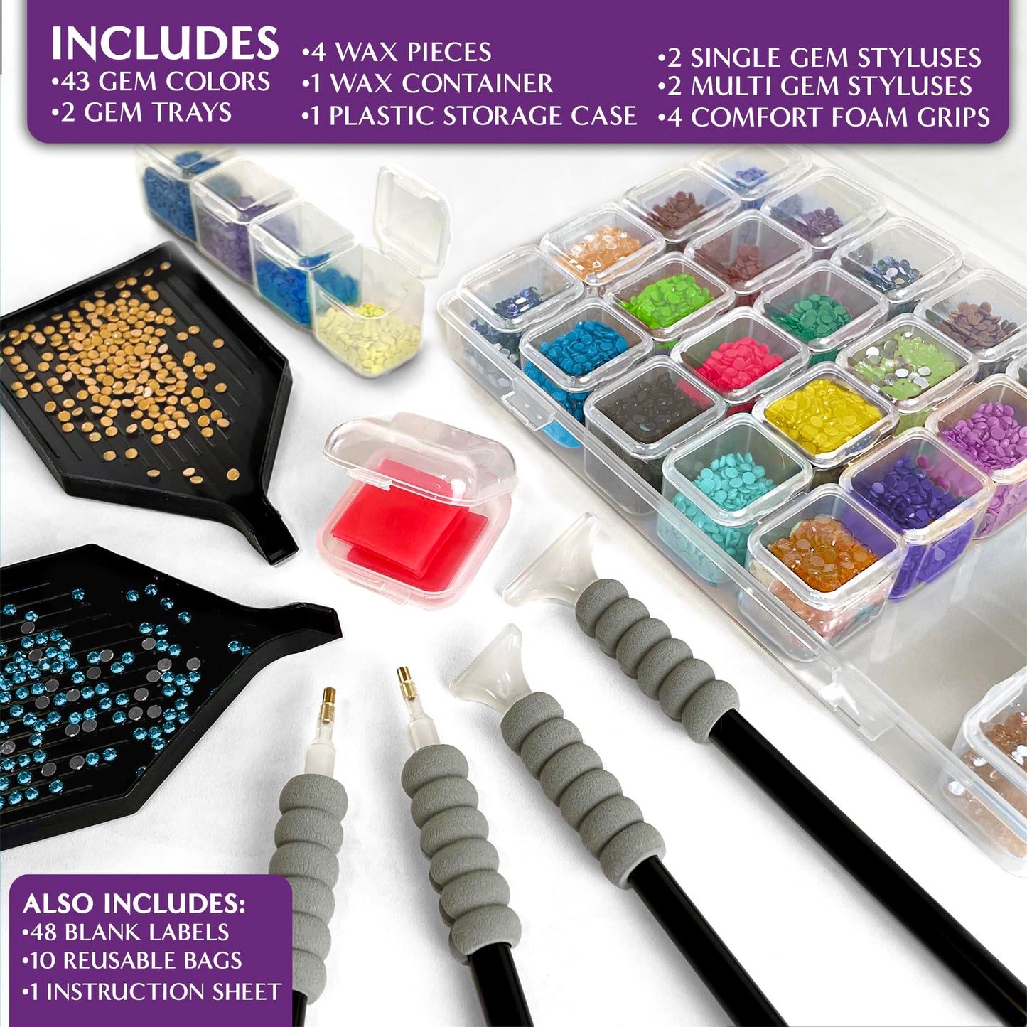 ArtSkills Diamond Painting Kit, Diamond Art Ready to Hang Framed Canvas with Storage and Accessory Kit, Highland Cow, 3 Stretched Canvas Panels, 14” x 7” Each