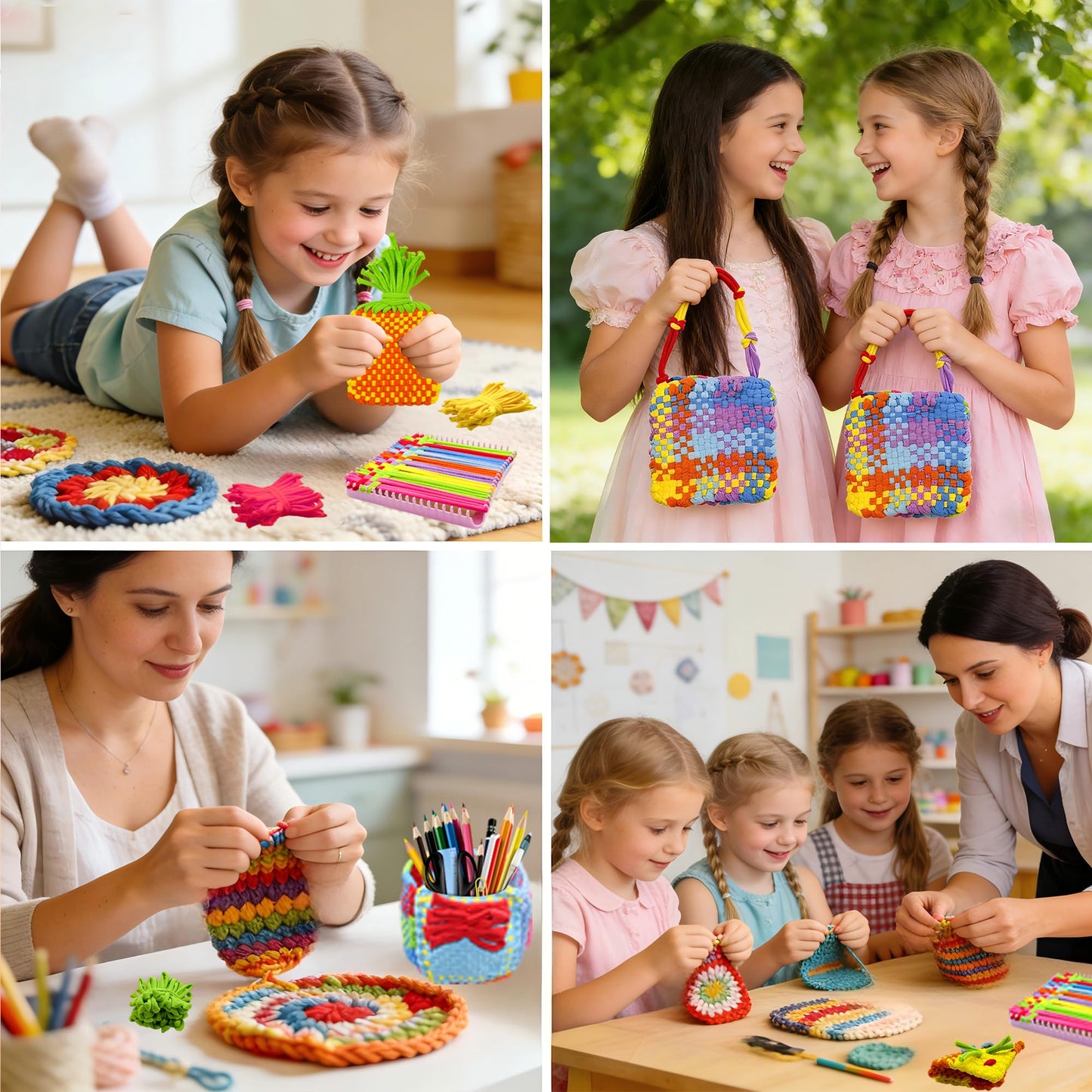 SOOHAOLISS 900pcs Weaving Loom Refill Loops for 7'' Weaving Loom, Potholder Loops in 9 Pastel Colors, Elastic Pot Holder Loom Refills, Nylon Loom Bands for Kids, Adults, Ideal Gifts for Girls