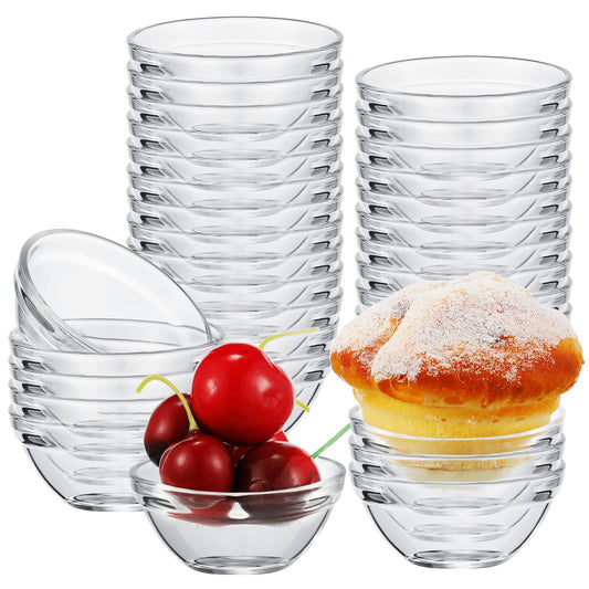 Pinkunn 36 Pcs 2.4inch 1.52oz Small Clear Glass Ramekins Bowls Stackable Mini Glass Ingredient Dipping Bowls Small Prep Dishes for Spices Dipping Sauces Ice Cream Dessert, Dishwasher and Freezer Safe