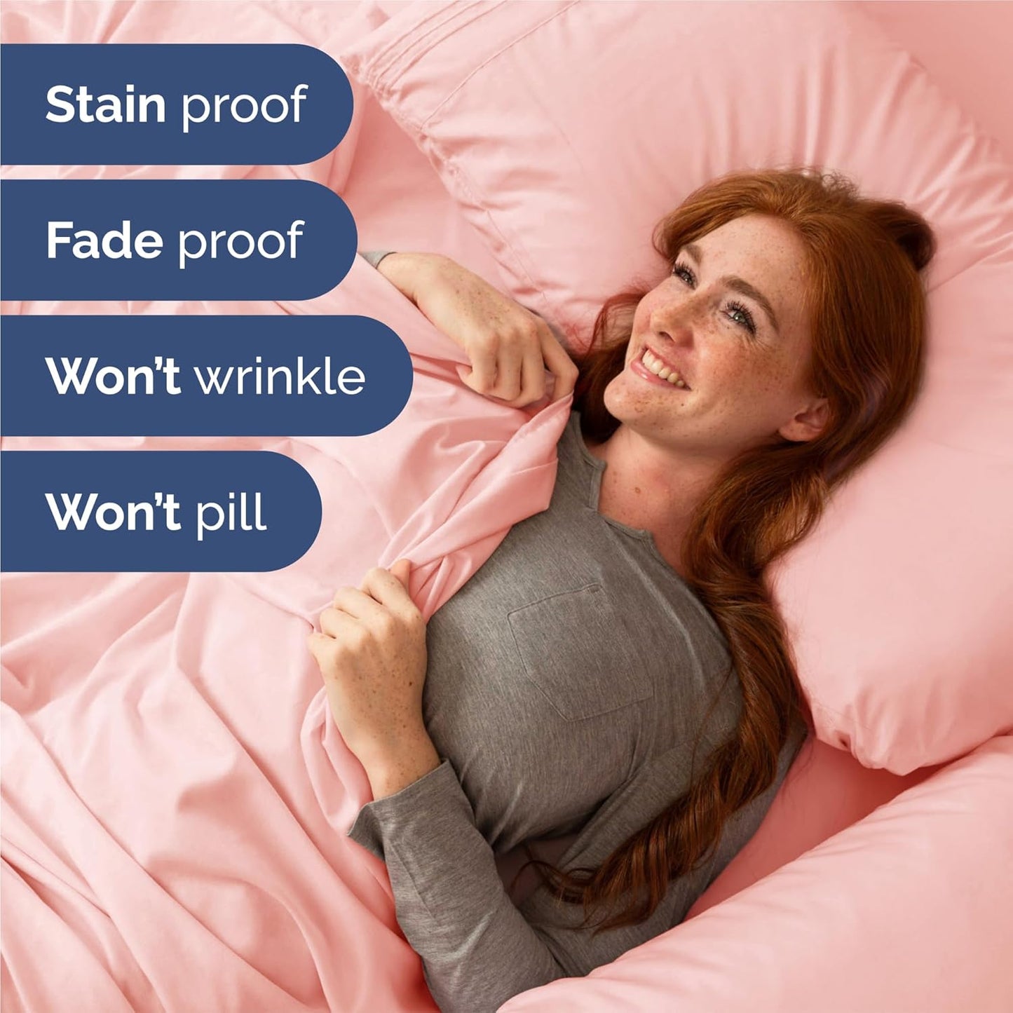 Regine Switzerland Split King Size 5-Piece Sheet Set - Comfy Cooling Bed Sheets - Luxury Hotel Quality - Deep Pockets, Soft, Wrinkle-Free - Oeko-Tex Certified - Baby Pink