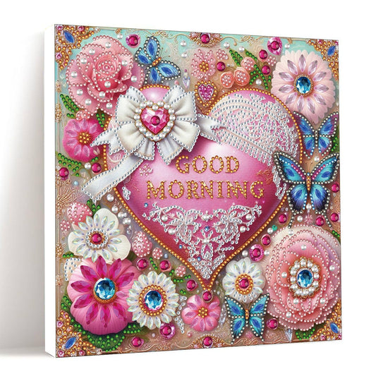 DIYDeligths DIY Diamond Pearl Art Painting with Frame 9.84in Handmade Paste Painting Healing Stress-Relieving Home Wall Decoration No Framing Required (Flowers Heart)